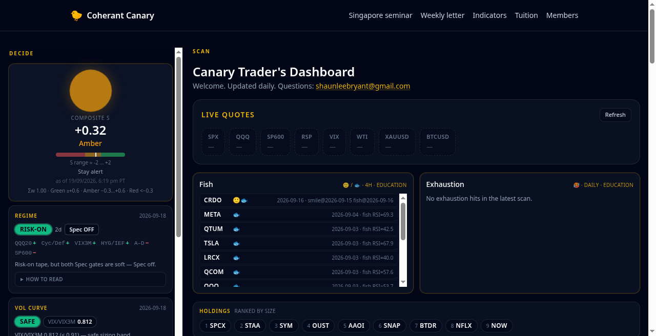 Members cockpit top — decide and scan columns